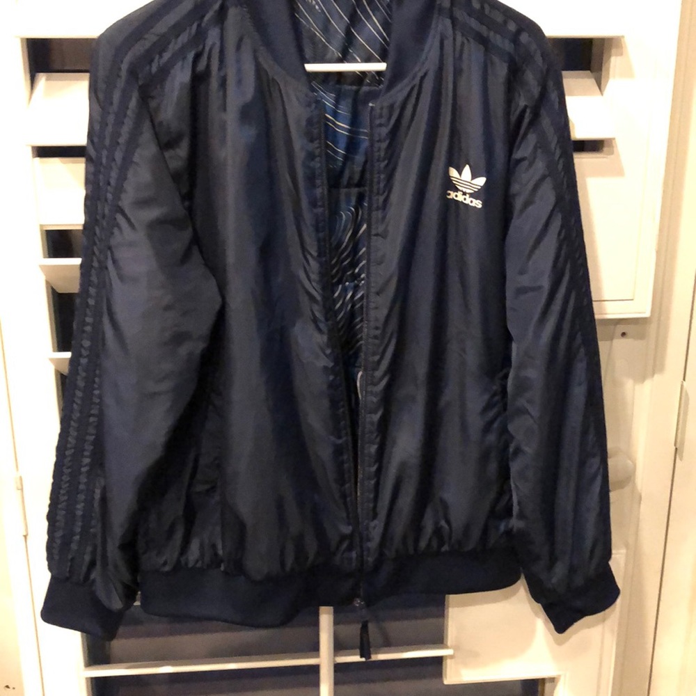 Adidas lined wind breaker jacket navy blue - Picture 1 of 7